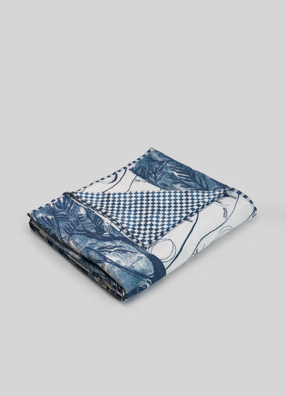 Folded fabric with blue and white patterns luxury king size quilts viya