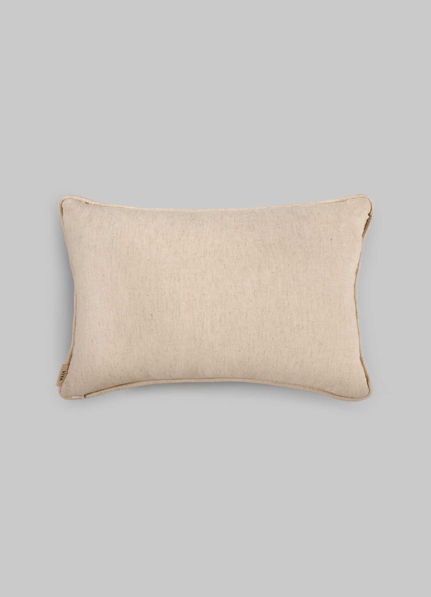 The Viya Dreamscape Green Embroidered Checks Cushion Cover (12"x18") features a classic embroidered design, displayed centered on a light gray background.