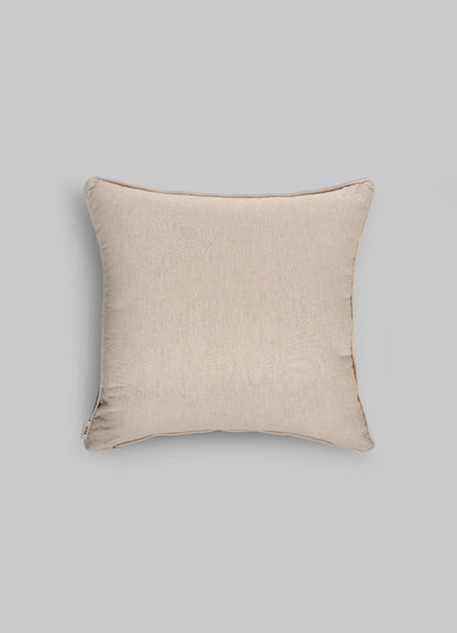 The Viya Dreamscape Green Embroidered Mounds Cushion Cover 18"x18" showcases elegant embroidery and textured fabric, beautifully photographed against a light gray background.