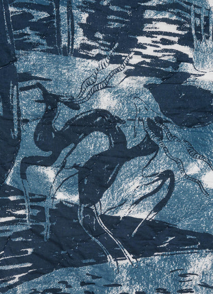 Abstract design with black shapes on a blue background viya