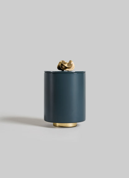 Saffron Dark Blue Round Container