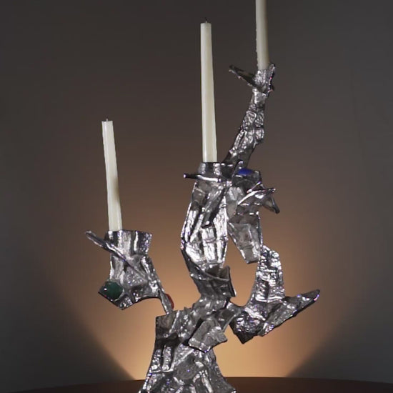 Tutti Frutti Nickel Candelabra