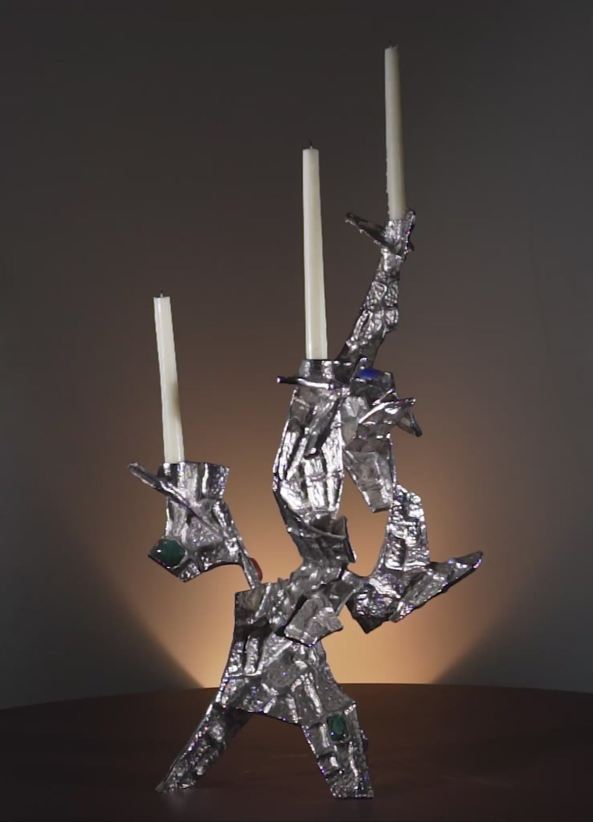 Tutti Frutti Nickel Candelabra