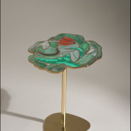 Decorative Brass Side Table in Semi Precious Stones