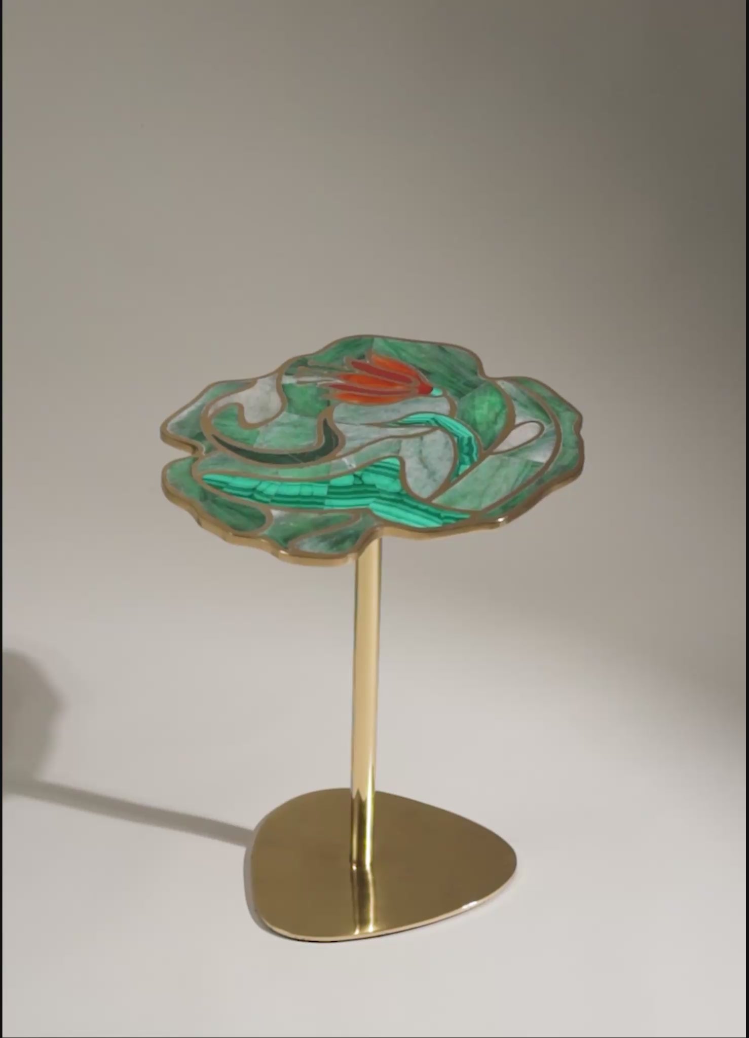 Decorative Brass Side Table in Semi Precious Stones
