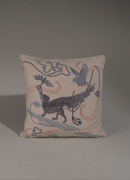 Dreamscape Leophant Multicolour Embroidered Cushion Cover 24"x24"