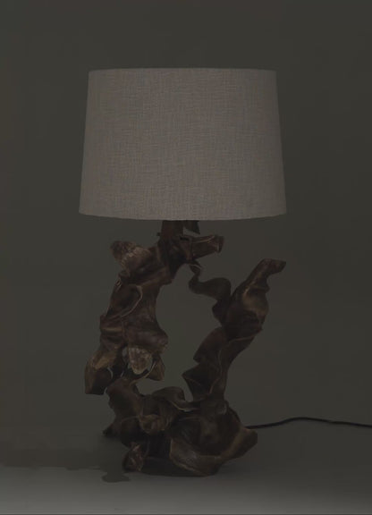 Hundred Petal Rose Patinated Gold Table Lamp